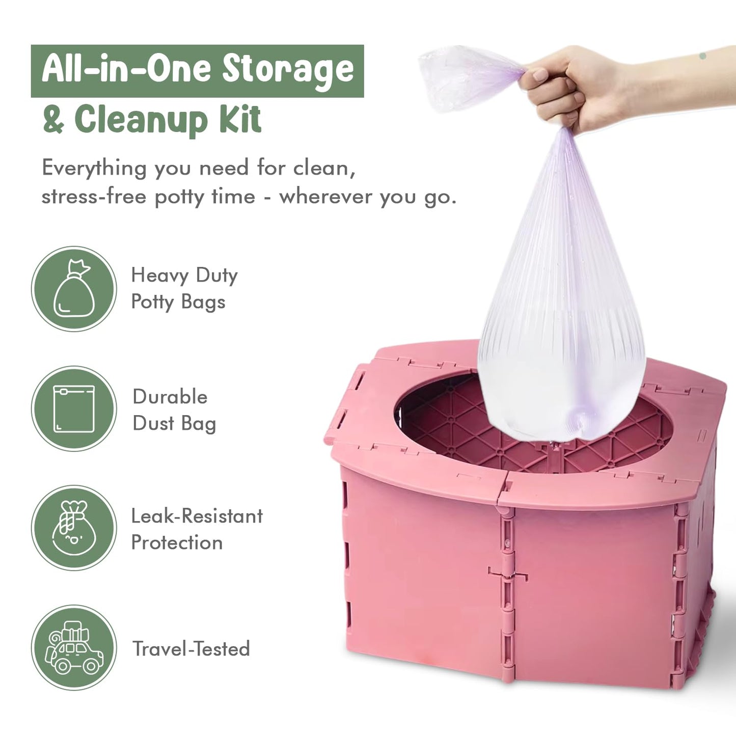 Orinal portátil de viaje para niños pequeños, plegable, ligero, a prueba de fugas