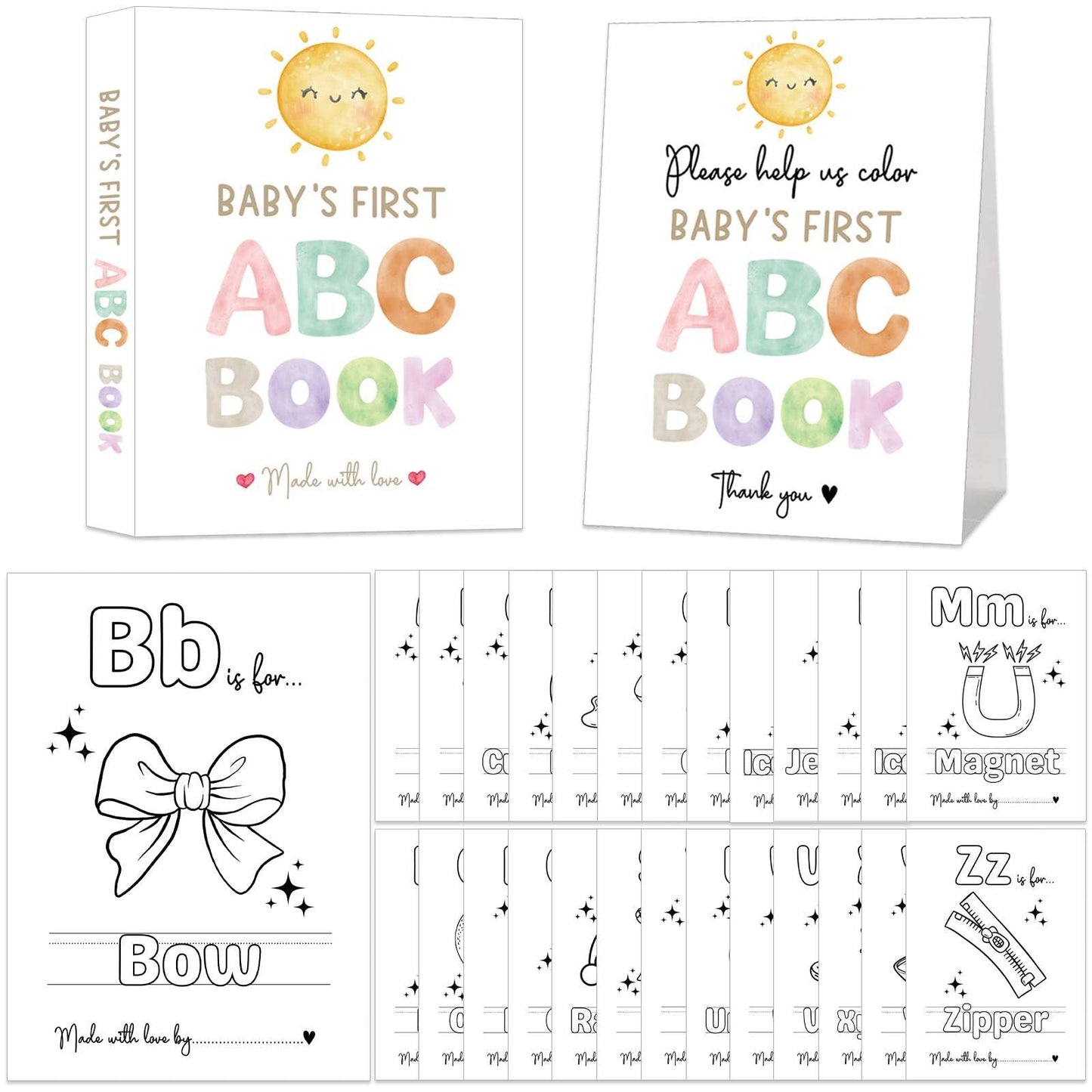 Juego de recuerdo de actividad para baby shower del primer libro ABC