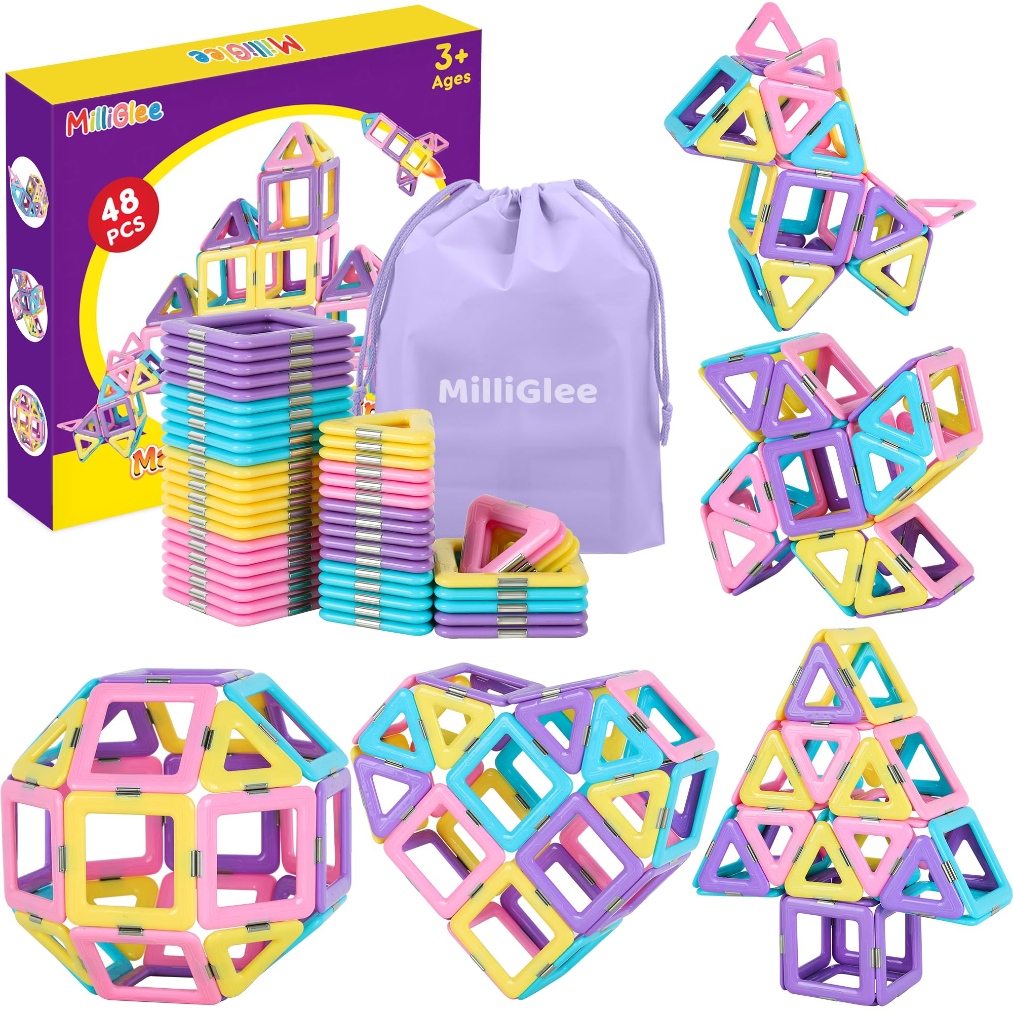 MilliGlee Bloques magnéticos – 48 Piezas