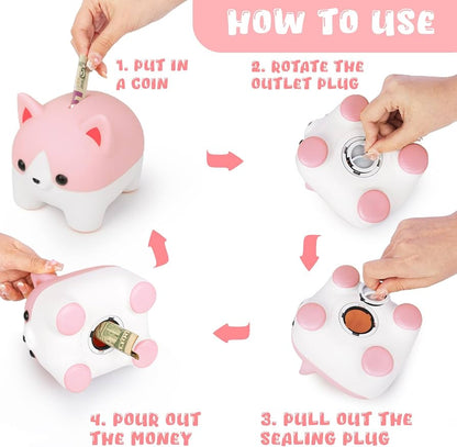 Hucha Corgi para niños, caja de ahorro de dinero para perros, gris