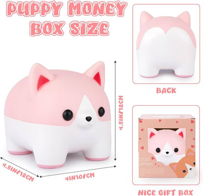 Hucha Corgi para niños, caja de ahorro de dinero para perros, gris