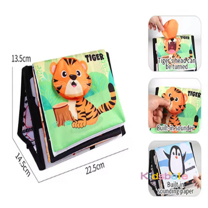 Libro de tela suave para bebés con espejo distorsionador, páginas coloridas