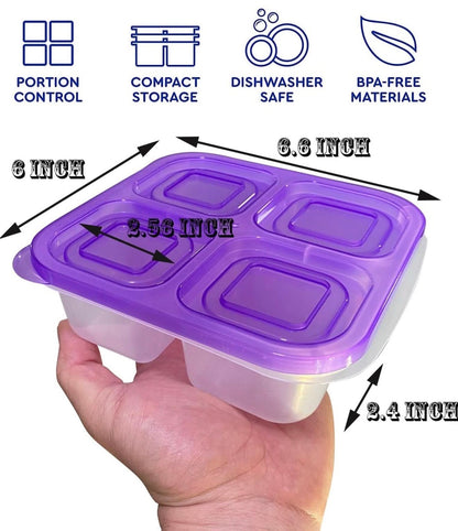 AQSXO 5 recipientes de comida Bento para aperitivos, almacenamiento de alimentos dividido