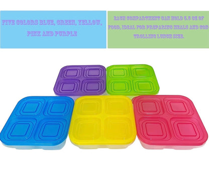 AQSXO 5 recipientes de comida Bento para aperitivos, almacenamiento de alimentos dividido