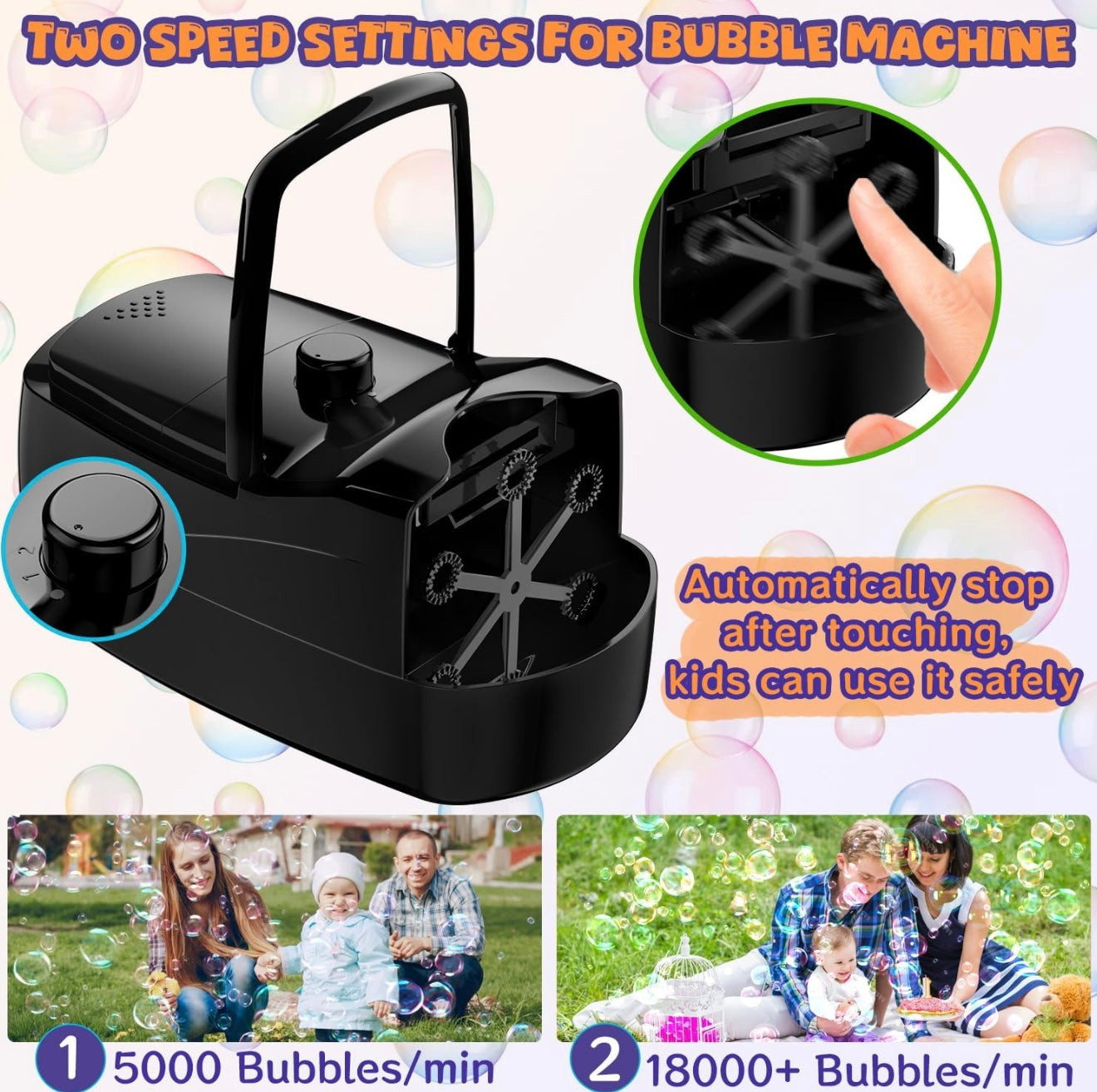 Máquina de burbujas automática, soplador de burbujas grandes de más de 18 000