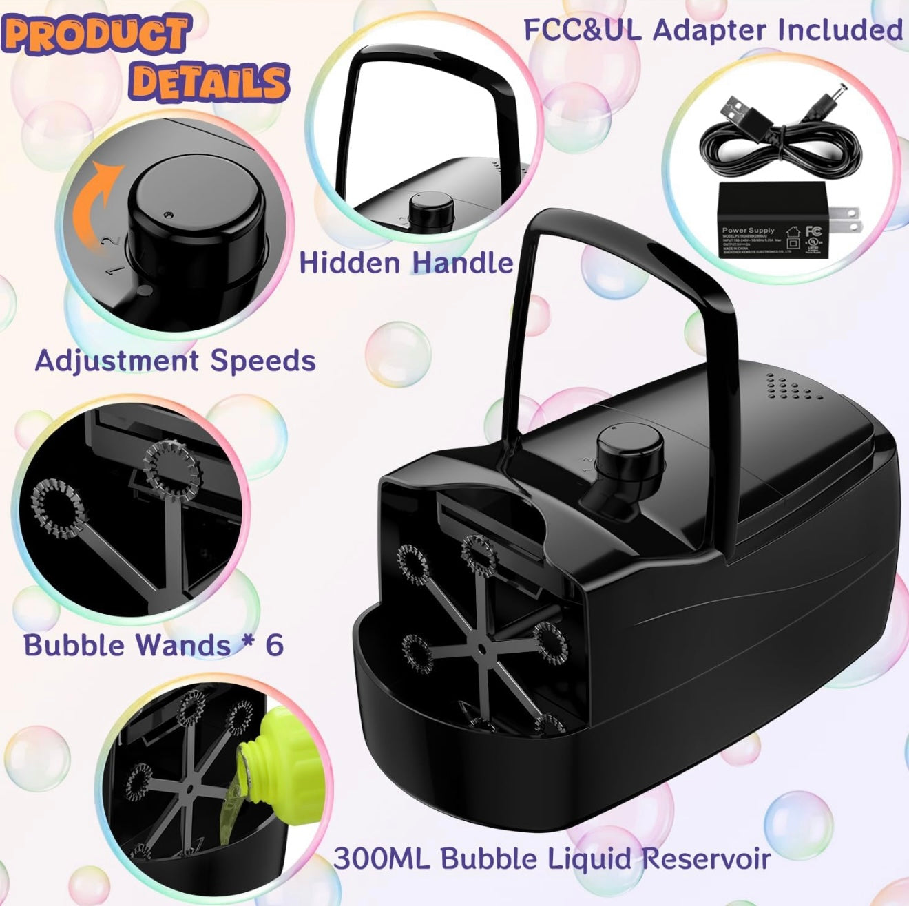 Máquina de burbujas automática, soplador de burbujas grandes de más de 18 000