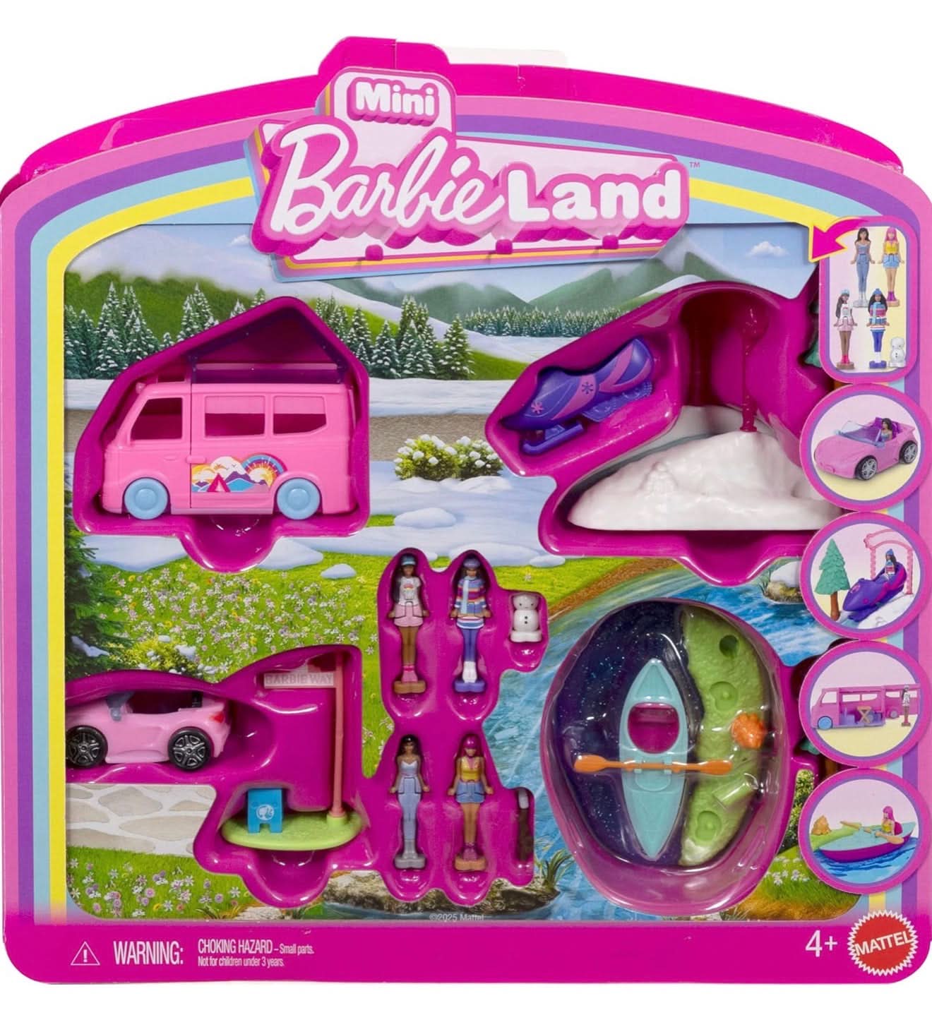 Barbie Mini BarbieLand - Set de muñecas y vehículos de juguete de 4 piezas con 4 muñecas de 1.5 pulgadas