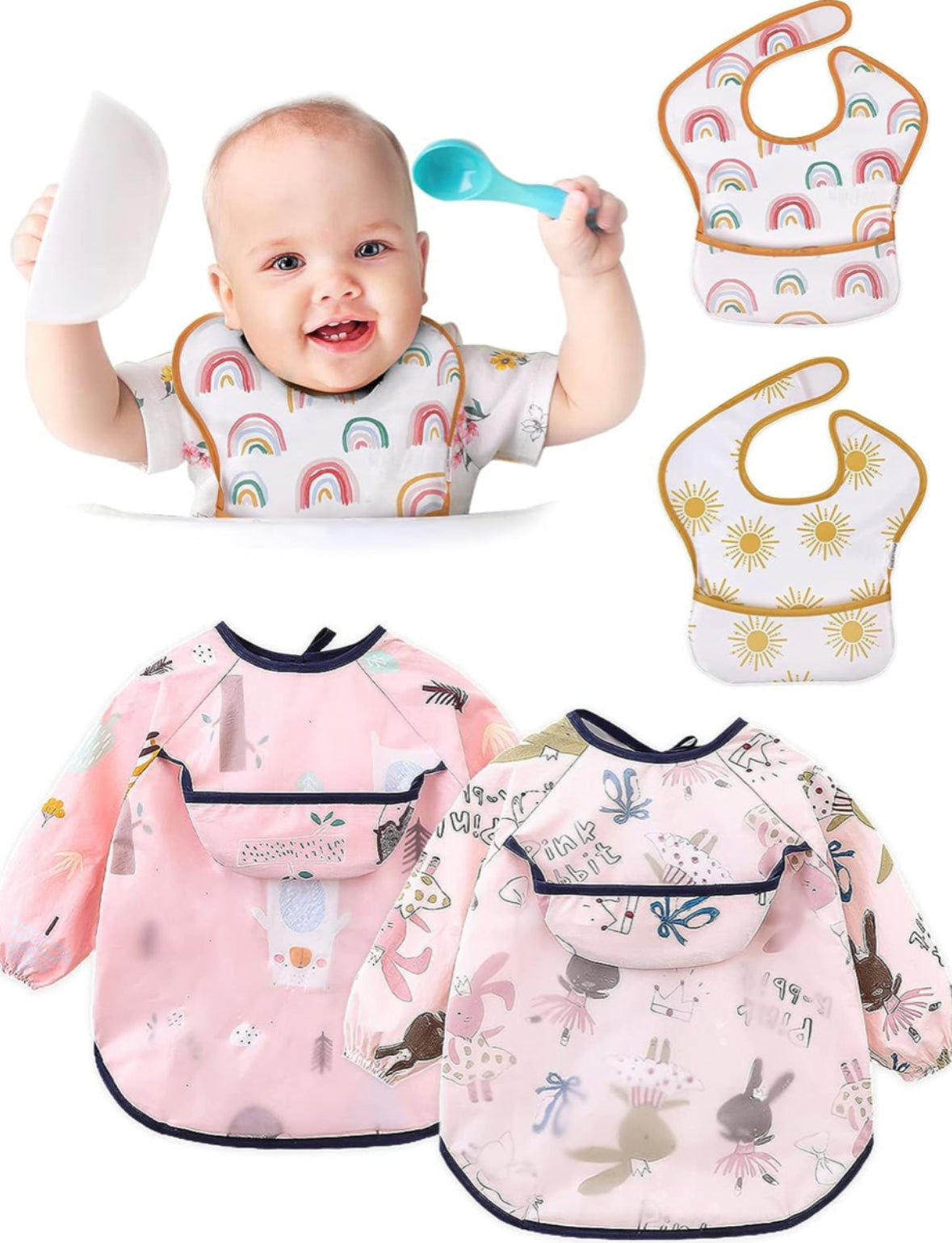 SUPTMAX Paquete de 4 baberos para bebé