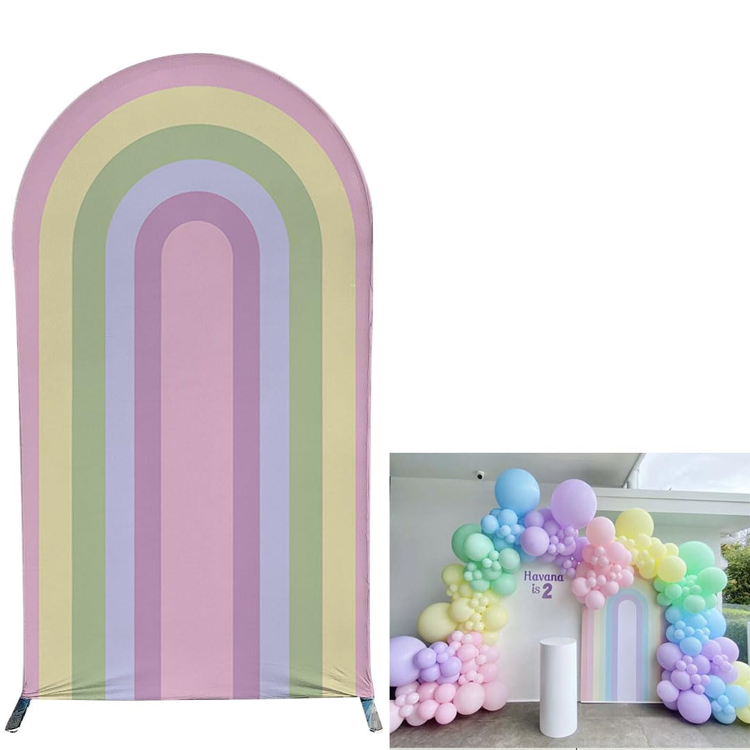 Fundas de tela elástica para fiestas temáticas de arco iris pastel para baby showers