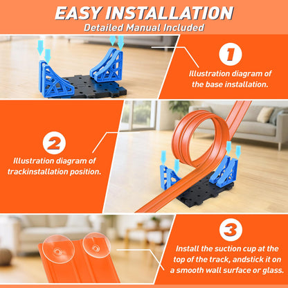 Pista de carreras flexible Dreamon de 5 m para coches de juguete, incluye 1 bolsa de almacenamiento