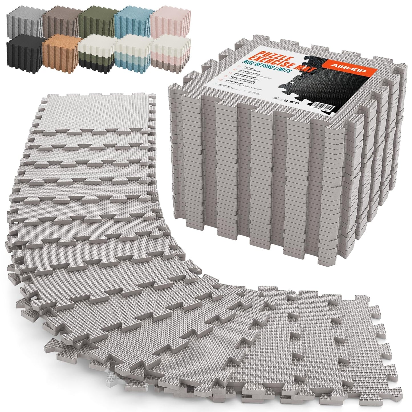 AIRHOP Tapete de Piso de Gimnasio de 12x12 Pulgadas Grueso, 18 Baldosas