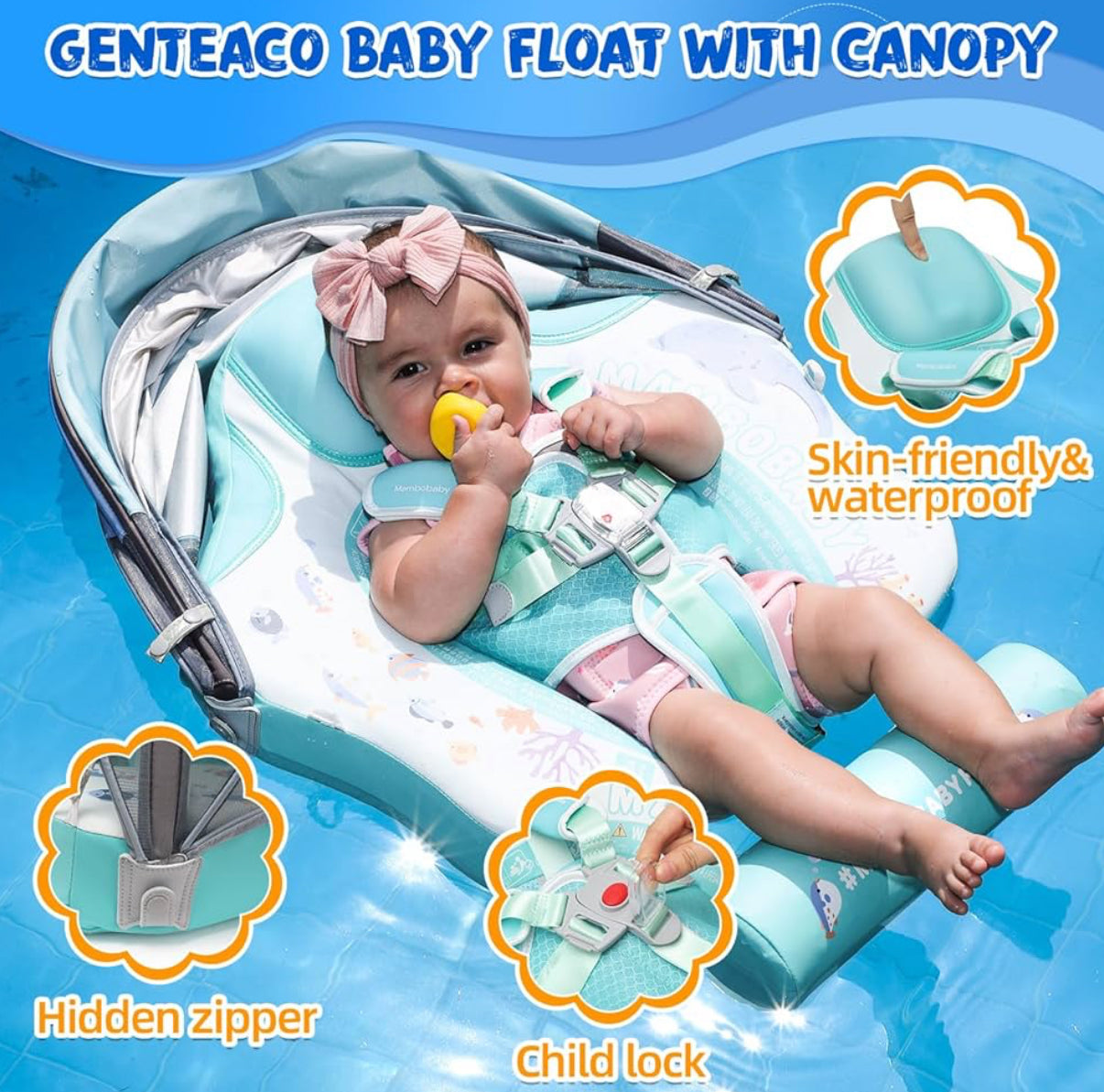 Mambobaby Flotador para bebé con toldo y cola