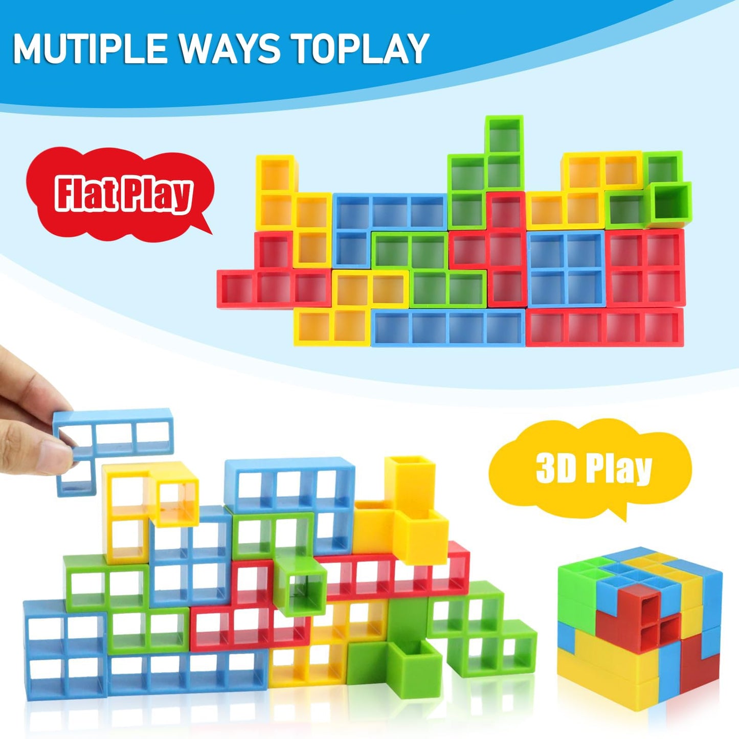 SIHUAN Tetra Tower - Juguetes apilables de equilibrio de 48 piezas