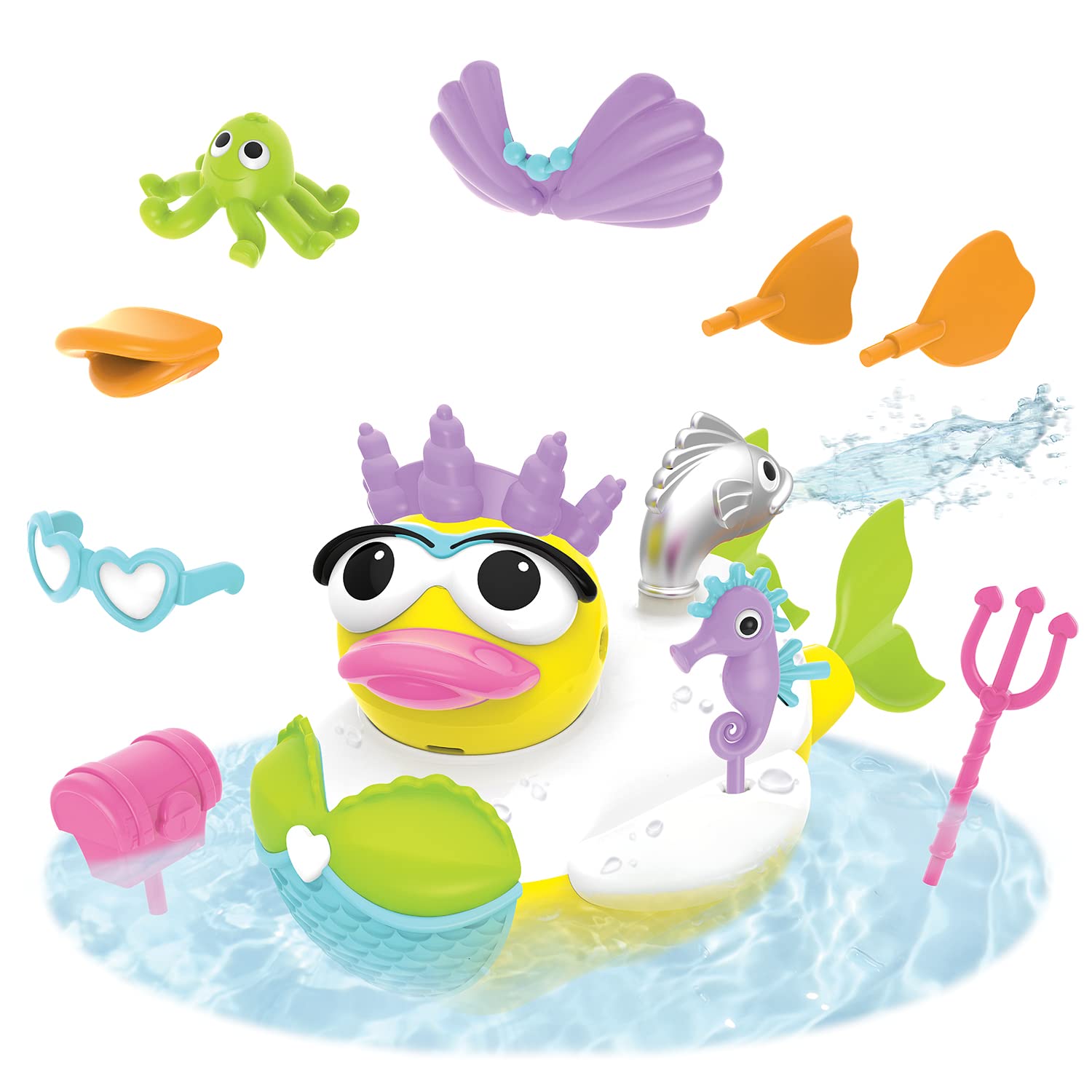 Yookidoo Jet Duck - Juguete de baño de sirena con disparador de agua eléctrico