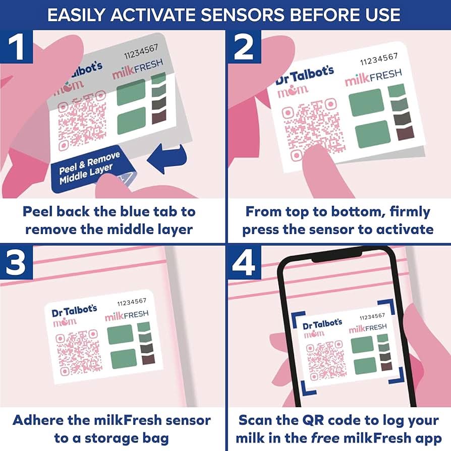 Dr. Talbot's Mom MilkFresh Sensores de frescura de leche materna, 20 unidades