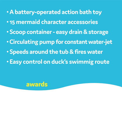 Yookidoo Jet Duck - Juguete de baño de sirena con disparador de agua eléctrico