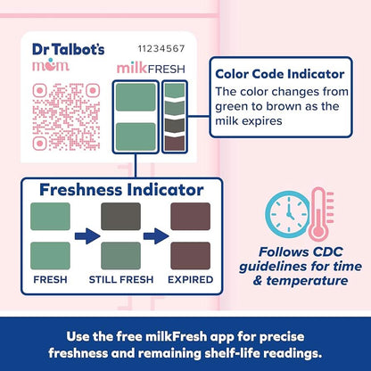 Dr. Talbot's Mom MilkFresh Sensores de frescura de leche materna, 20 unidades