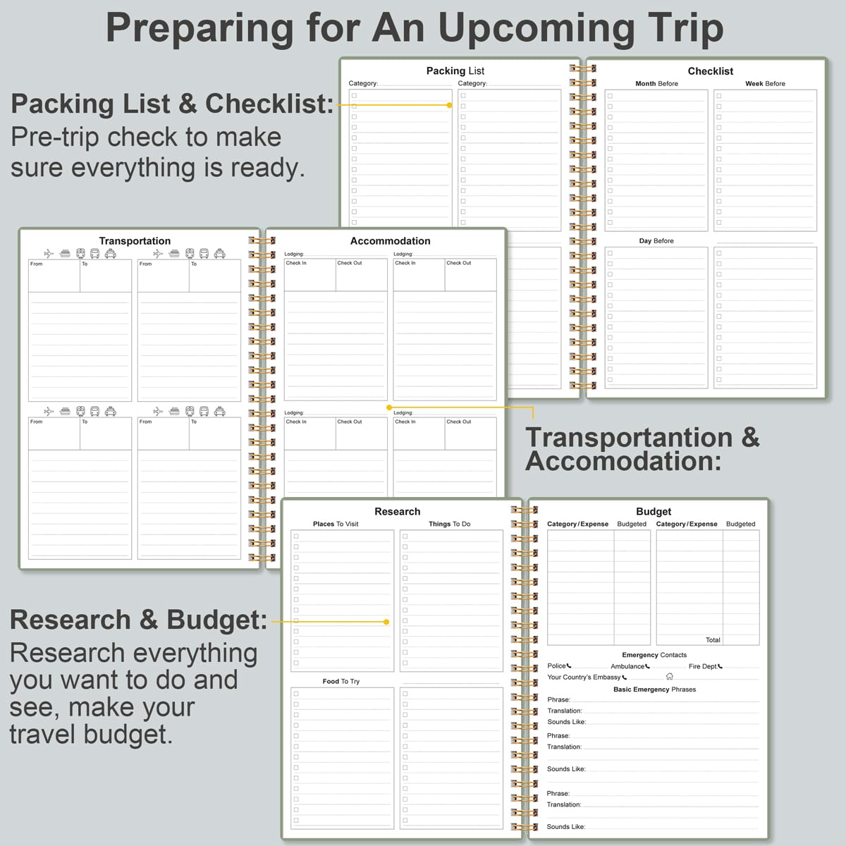 Diario de viaje: organizador de vacaciones y viajes por carretera