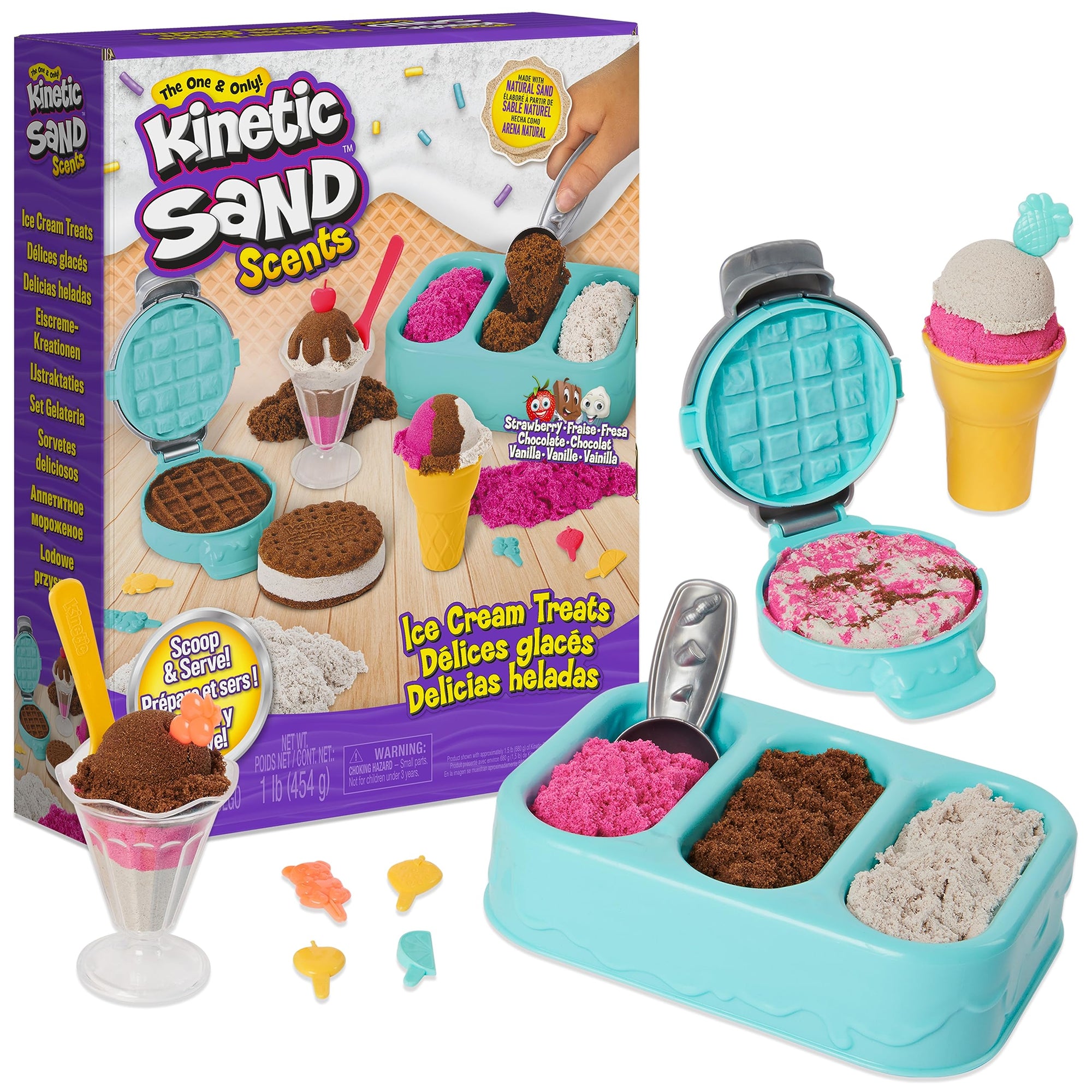 Kinetic Sand Scents, juego de golosinas para helado con 3 colores