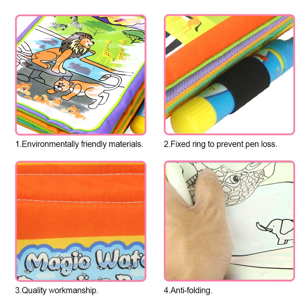 Libros de dibujo mágico Wholethings, libros de tela para dibujar con agua (6,6 cm x 21 cm)