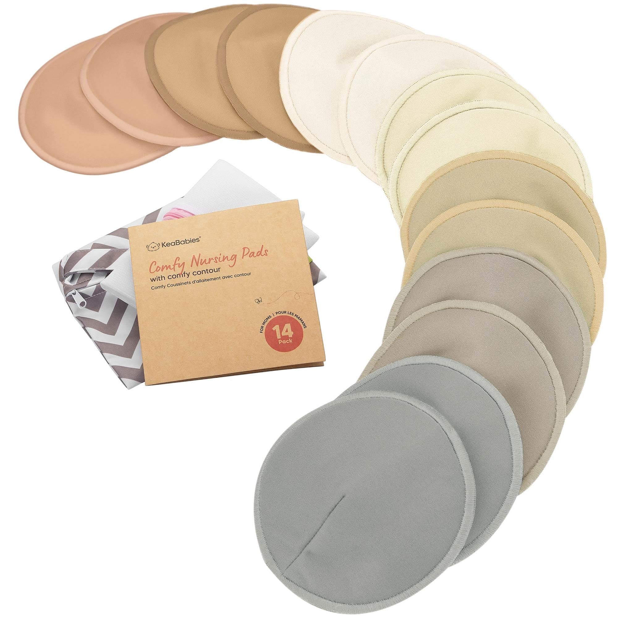 Almohadillas de lactancia de viscosa de bambú orgánico, 14 almohadillas lavables