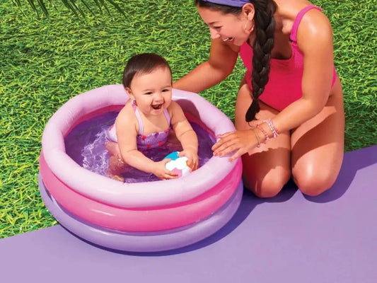 Sun Squad Mini Piscina de 3 Anillos 11 Gal PVC Inflable Rosa 27in de Diámetro