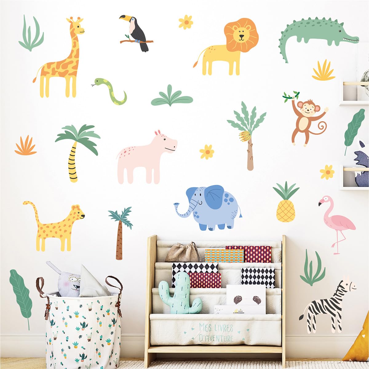 Adhesivos de pared de animales, lindas calcomanías de pared de safari