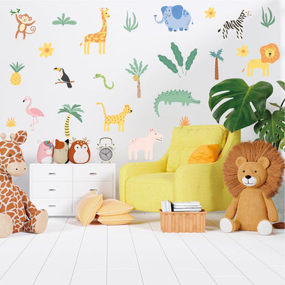 Adhesivos de pared de animales, lindas calcomanías de pared de safari