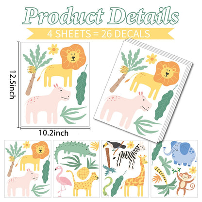 Adhesivos de pared de animales, lindas calcomanías de pared de safari