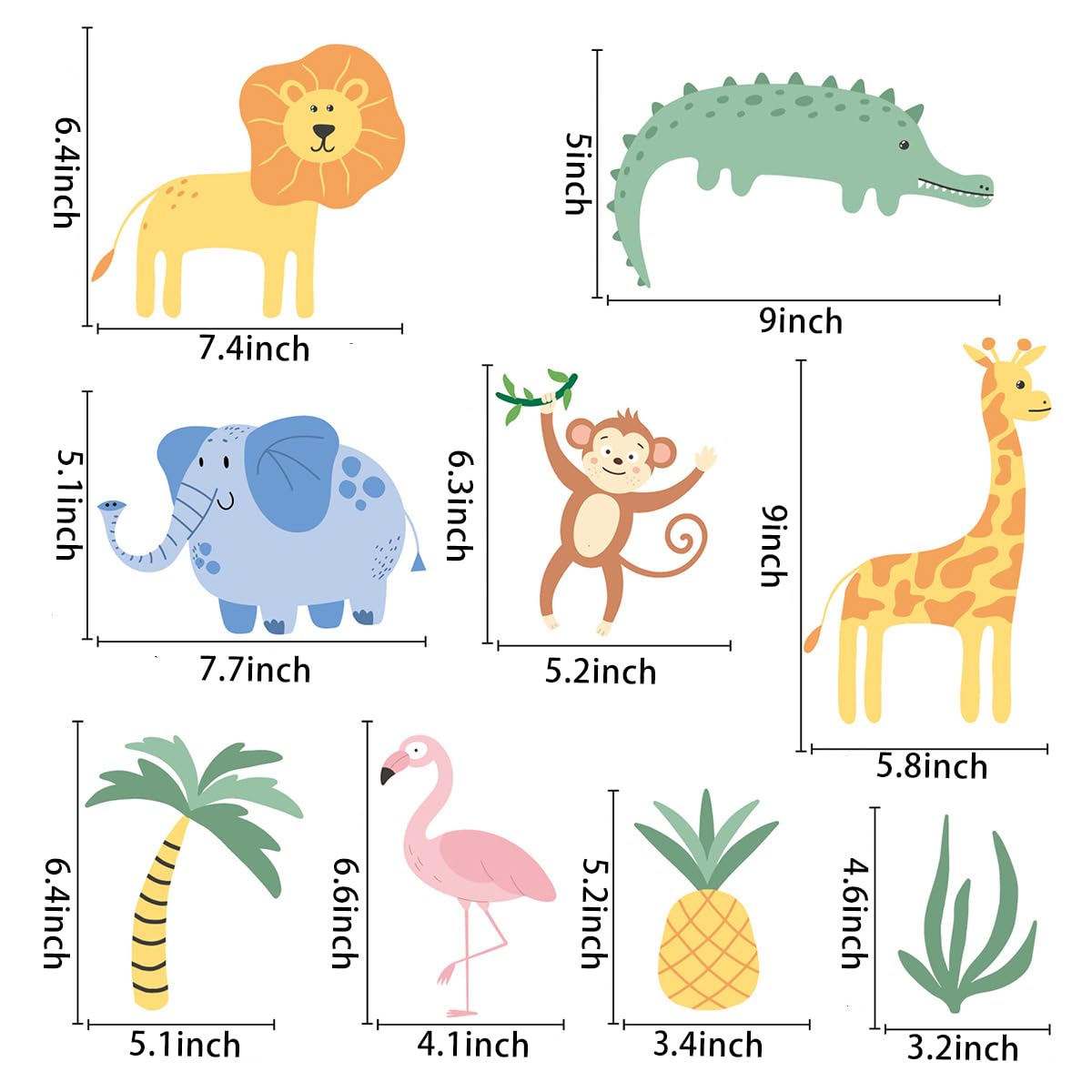 Adhesivos de pared de animales, lindas calcomanías de pared de safari