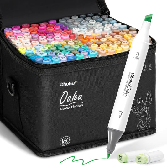 Ohuhu - Marcadores de alcohol de 160 colores con punta doble certificados AP