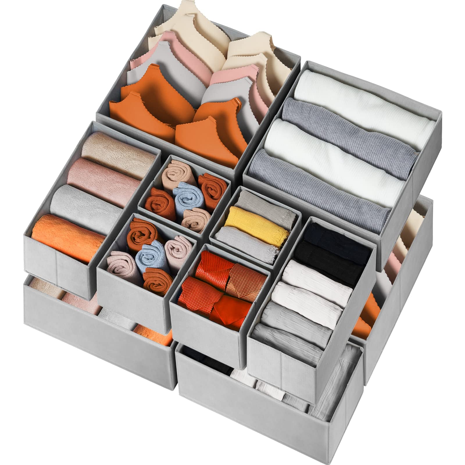 Criusia organizador de cajones para ropa, paquete de 12 cubos