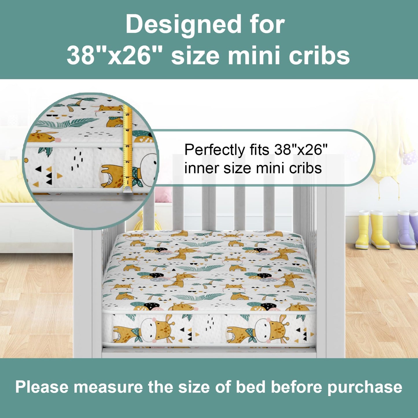 Moonlightfamily colchón para minicuna de 7,6 cm (38 x 26 pulgadas)