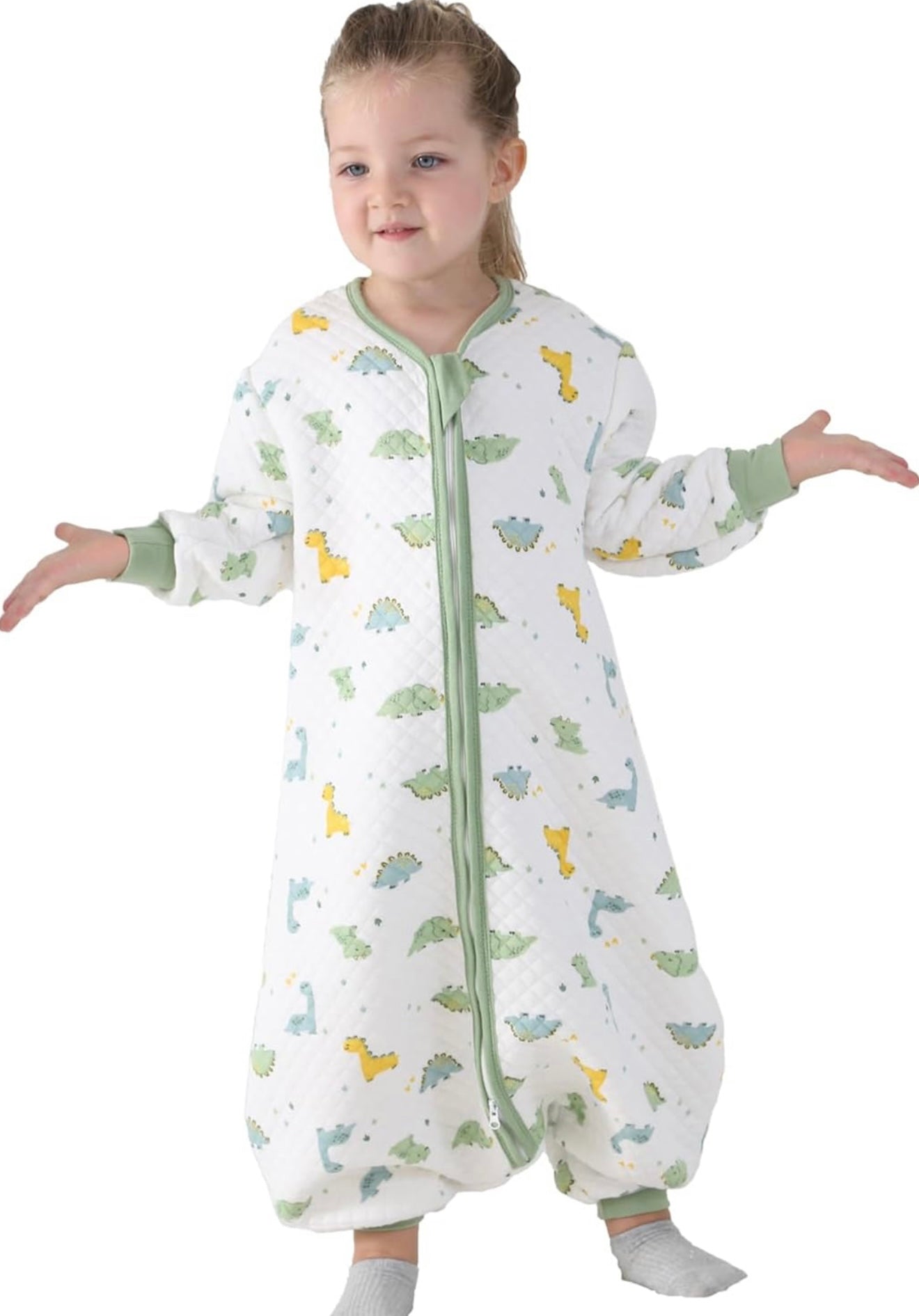Saco de dormir Miipat para niños pequeños con pies, 1,5 TOG, largo, 4-5 años