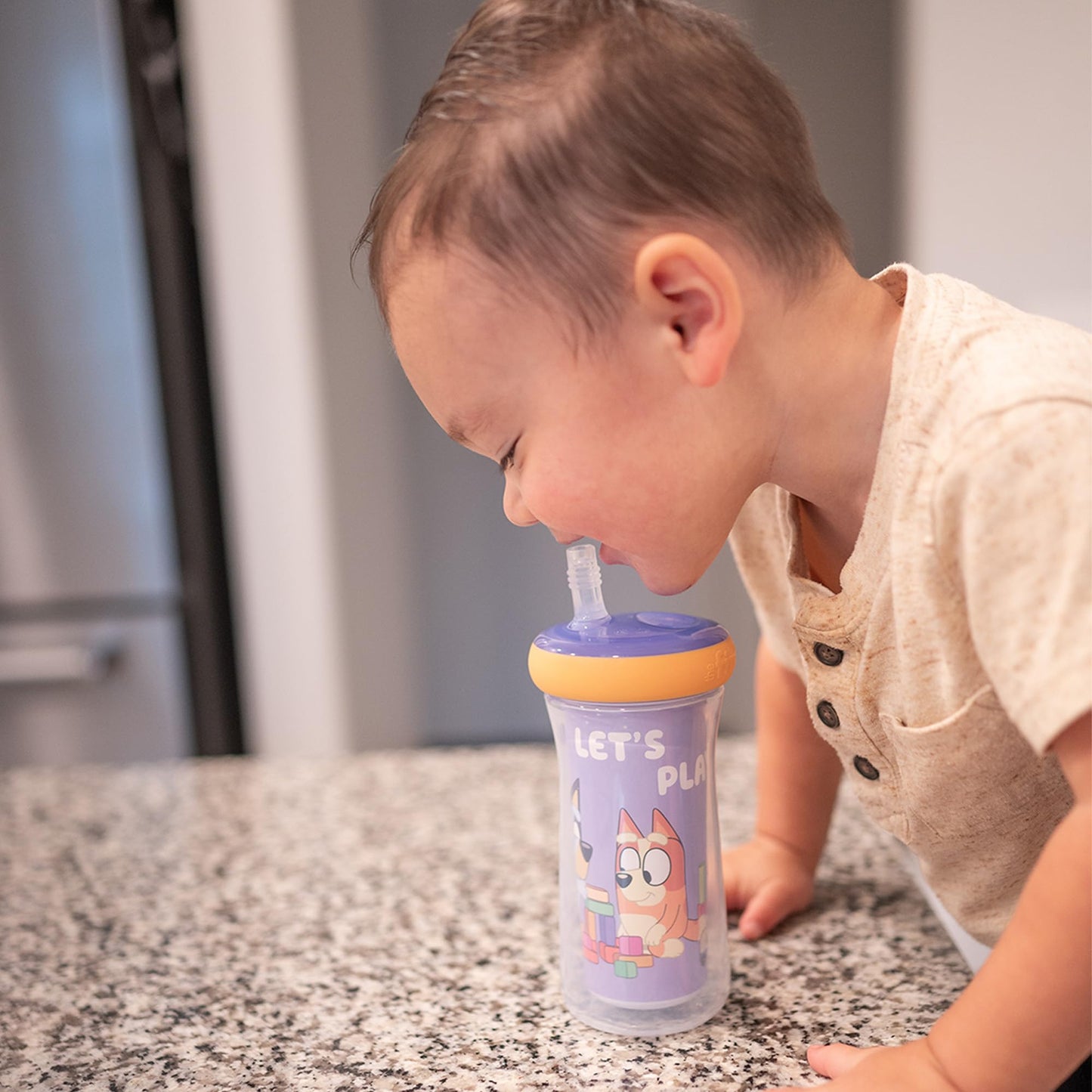 The First Years - Taza aislante con pajita Bluey, 9 onzas - 2 unidades - Edades de 9 meses en adelante