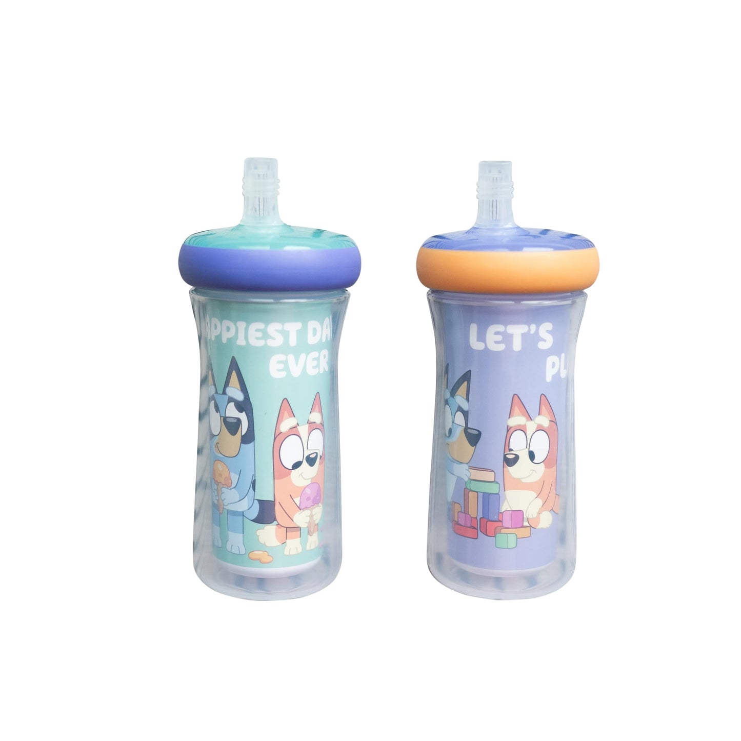 The First Years - Taza aislante con pajita Bluey, 9 onzas - 2 unidades - Edades de 9 meses en adelante