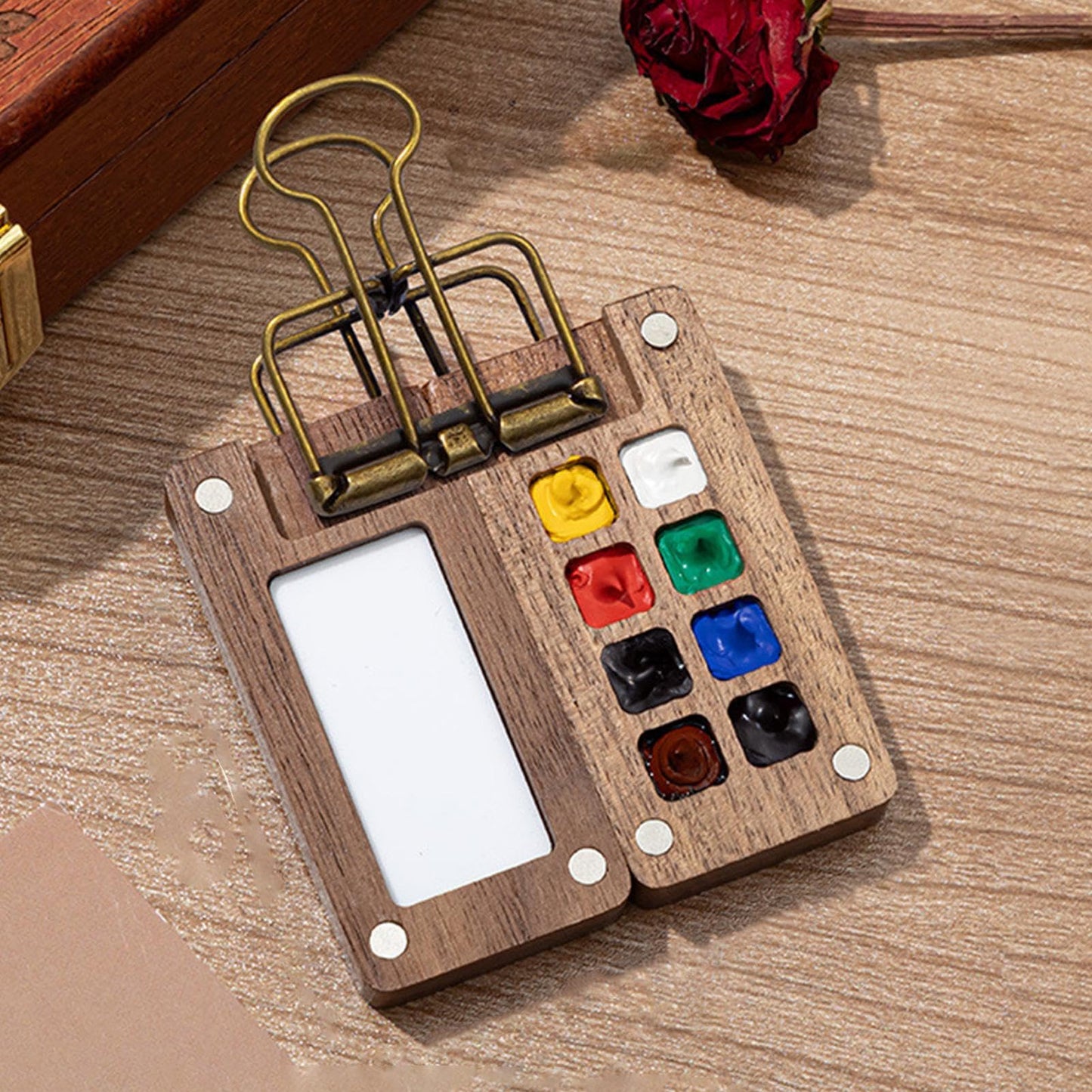 Juego de acuarelas portátil, juego de acuarelas pequeñas, caja de pintura de 15 cuadrículas