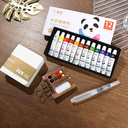 Juego de acuarelas portátil, juego de acuarelas pequeñas, caja de pintura de 15 cuadrículas