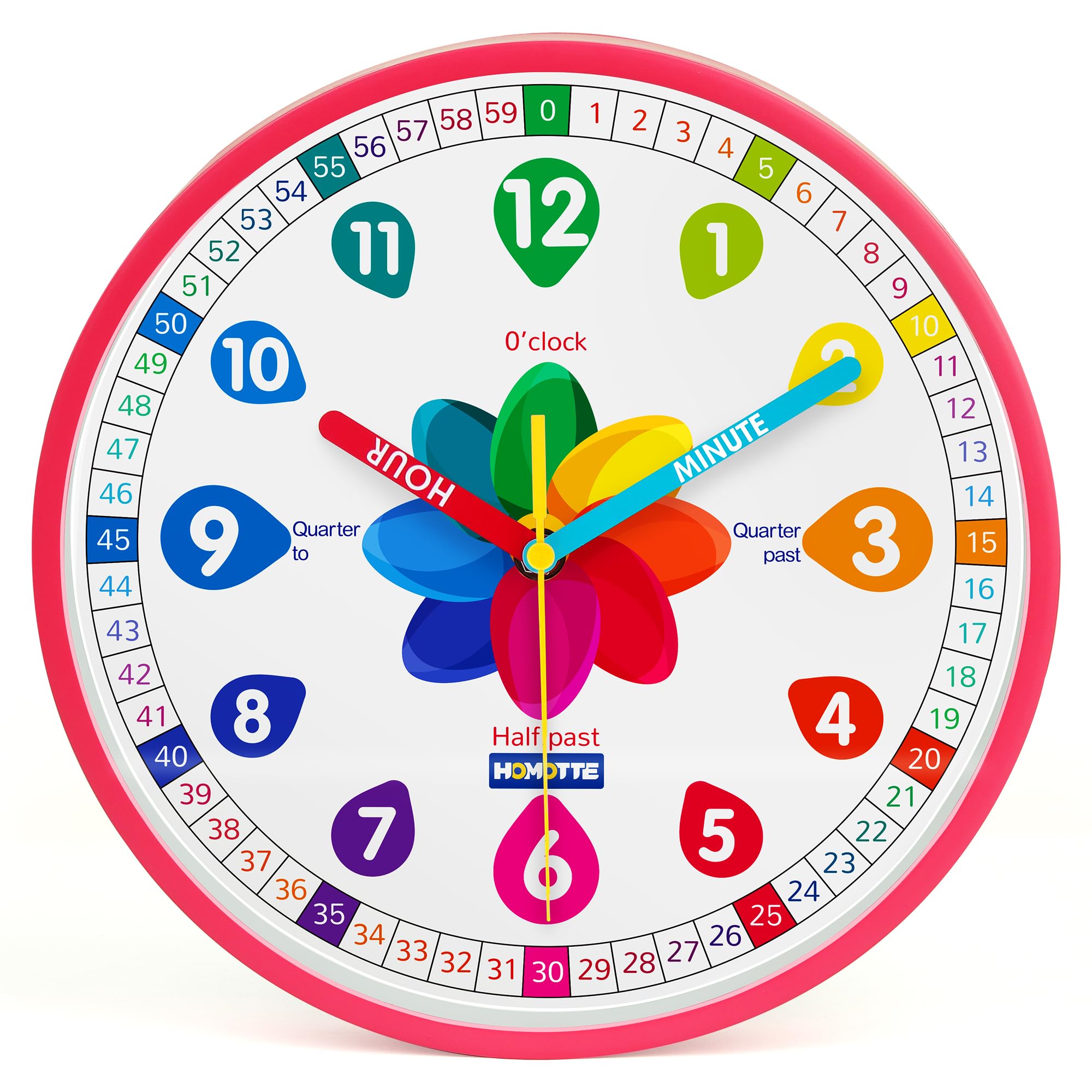 Reloj analógico de aprendizaje para niños, 10 pulgadas