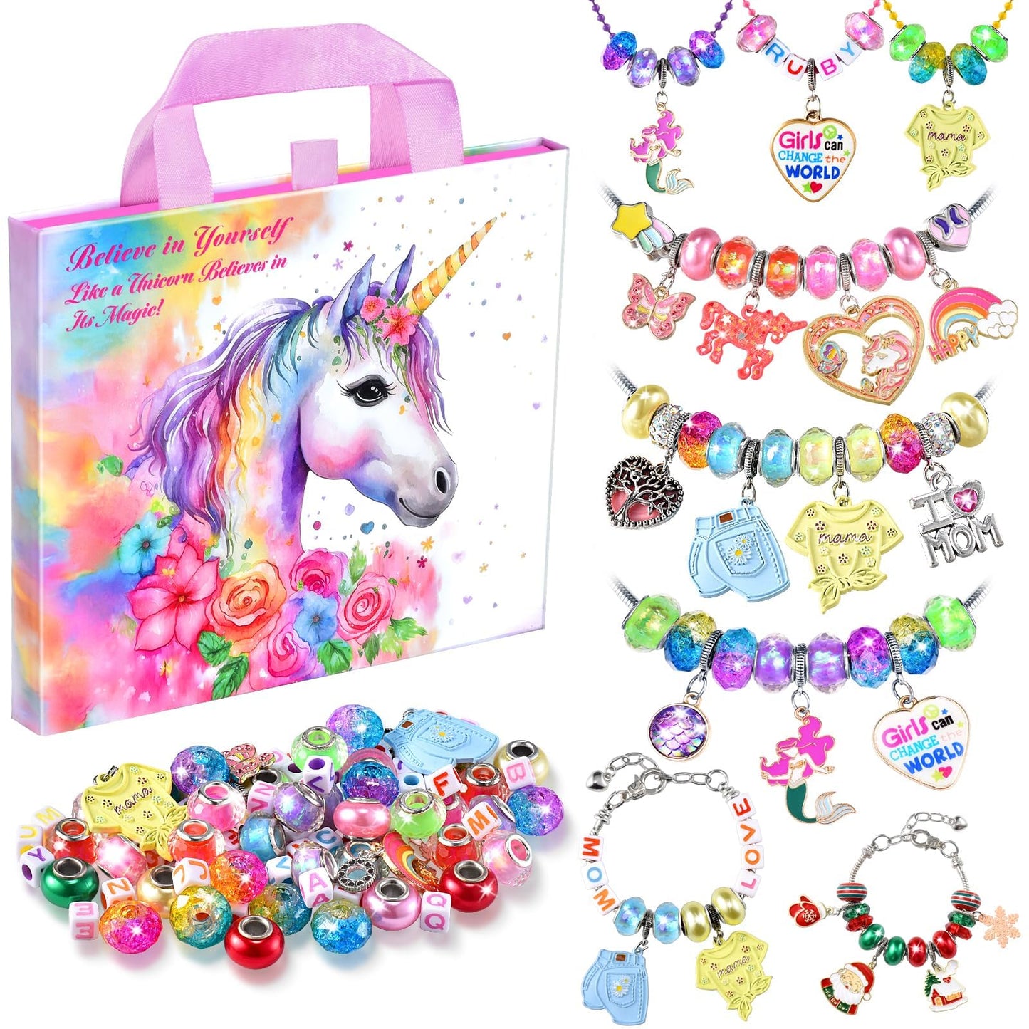 Kit para hacer pulseras con dijes - Joyería de unicornio