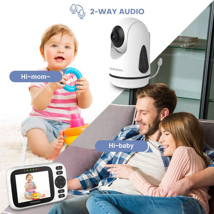 HelloBaby Monitor sin WiFi Video Baby Monitor con cámara y audio - Pantalla de 3.2 pulgadas