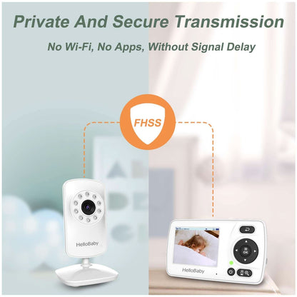 Hellobaby HB30 Monitor de bebé de video con cámara digital y audio, sin WiFi sin aplicación