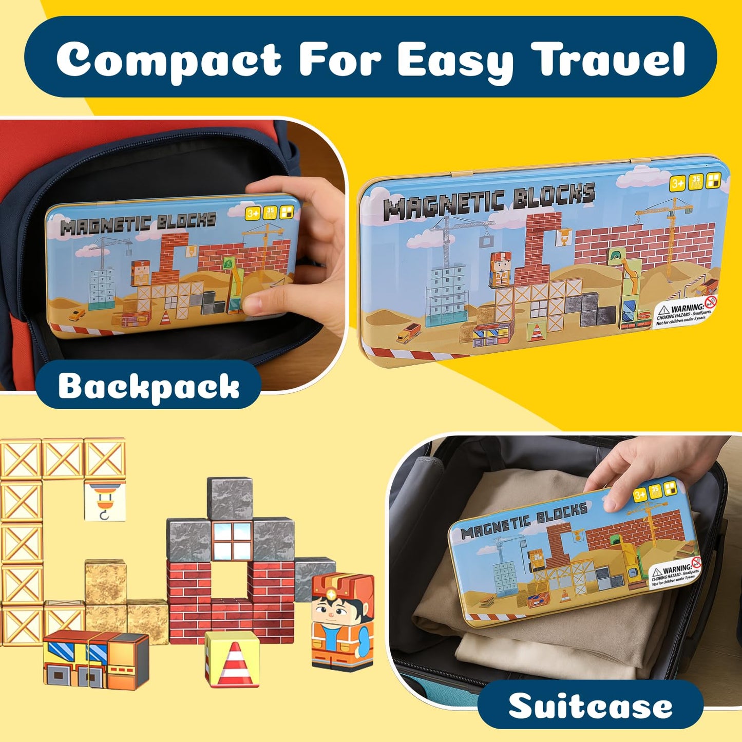 Juego de bloques de construcción magnéticos para niños pequeños – 35 piezas