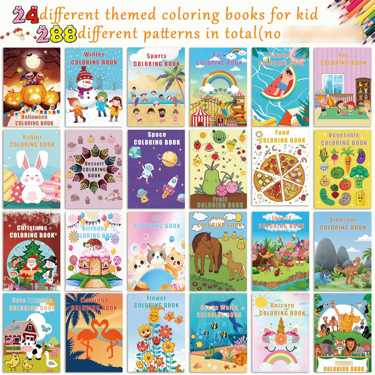 Paquete De 24 Libros Para Colorear Para Niños