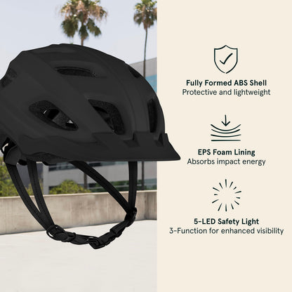 Retrospec Lennon Casco de Bicicleta para Adultos con luz de seguridad LED