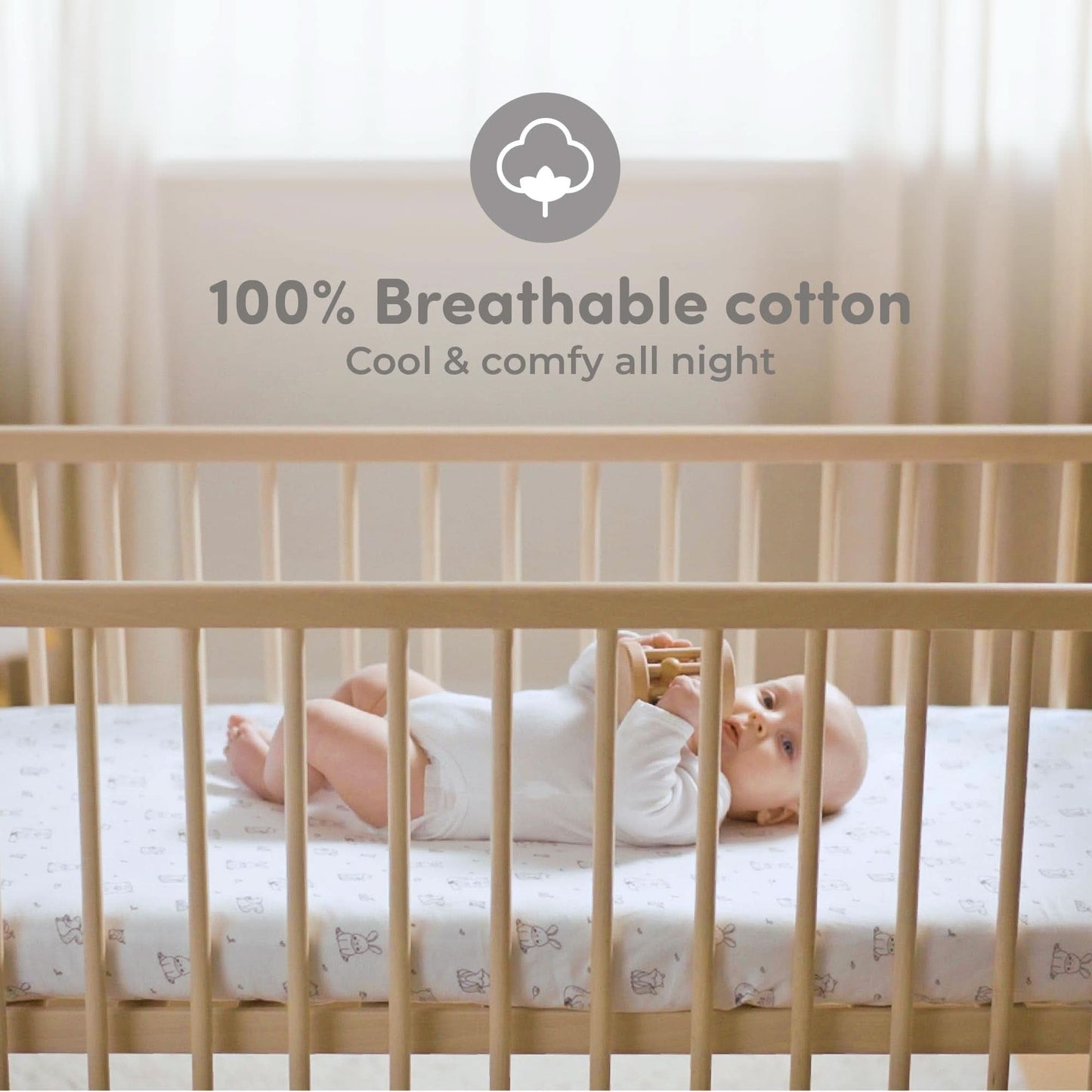 Juego de 2 sábanas bajeras de algodón para cuna