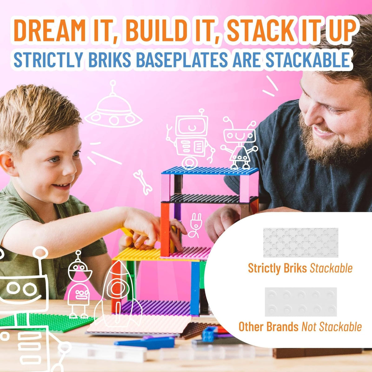 Placas base clásicas de 10" x 10" Brik Tower de Strictly Briks