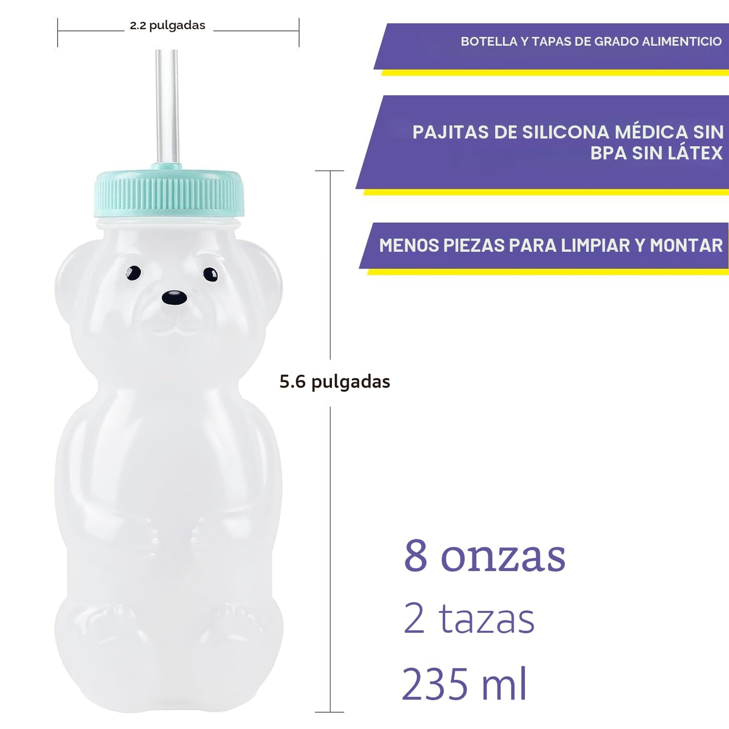 Honey Bear - Vasos de pajita, botella de oso de jugo