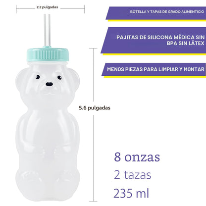 Honey Bear - Vasos de pajita, botella de oso de jugo