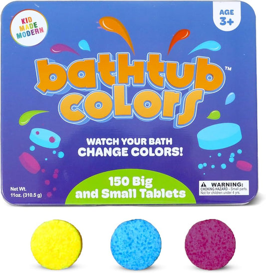 Kids Made - Tabletas modernas de color de baño para niños, 150 gotas de baño no tóxicas para niños pequeños